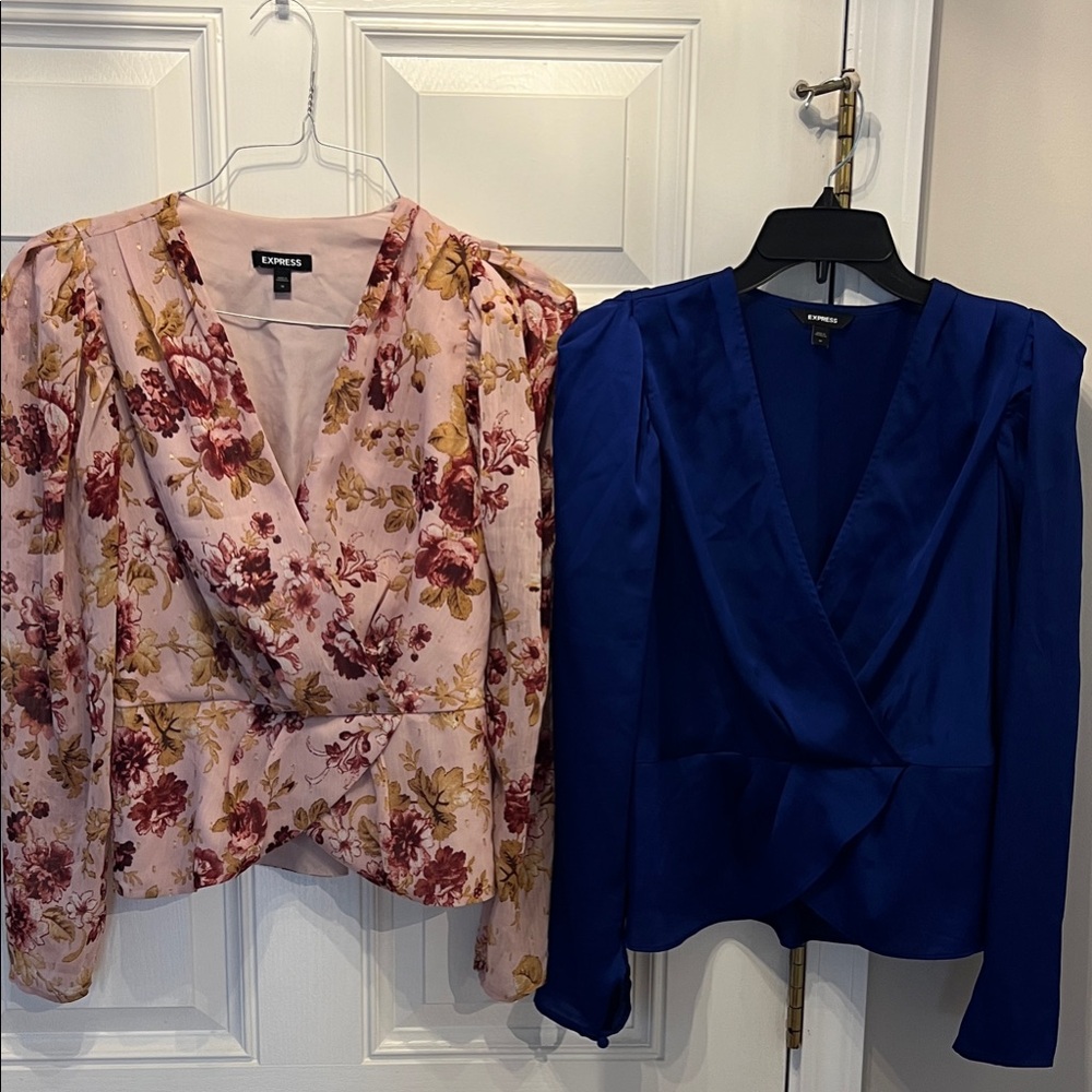 Express (2) Blouses- Floral Blush and Royal Blue Women's